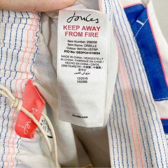 JOULES Orielle Linen Blend Midi Skirt White Blue Stripe NEW Coastal Size 2 - Picture 14 of 16